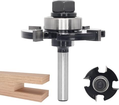Akylin Slotting Cutter Router Bit, 1/4 Inch Shank, 4 Wing Slot Router Cutter Bit with bearing, 1/4” Height X9/16” Depth, Tungsten Carbide Blades, T-Slotting Cutter for Wood Slotting, Grooves, Rebating