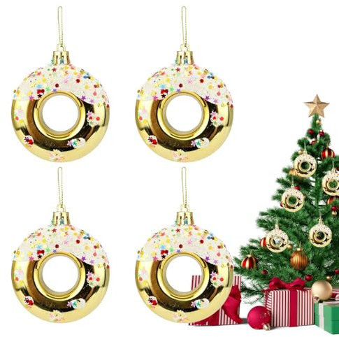 Donut-Anhänger für Weihnachten, Weihnachtsbaum-Donut-Ornamente – Baumschmuck, Donut-Weihnachtsdekoration für Urlaubsbedarf