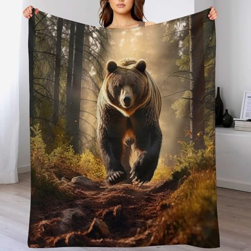 AAPZY Bär Decke Super Soft Flannel Fleece Überwurfdecken Für Bettwsche Sofa Schlafzimmer Decken Wohnzimmer Reisen Vier Jahreszeiten Wohndecke (180×200cm)