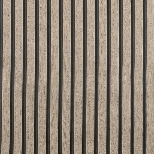 Putentfun 53 x 950cm Wood Slat Wall Paneling 3D Panel Wallpaper - Light Oak Modern Realism Feature Wall With Faux Grating Stripe for Living Room Bedroom
