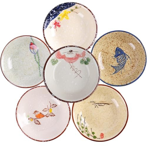 Set di 6 ciotole in ceramica per salsa di soia, ciotole per salse di soia, set di 6 ciotole in porcellana per tapas, ciotole piccole per salse, piattini, ketchup, soia, barbecue, sushi, feste