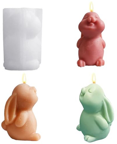 Pascua Molde de Silicona Conejo,Moldes de Fundición de Velas de Conejo,Moldes de Silicona de Conejo,Molde de Conejo DIY,Moldes de Silicona de Pascua,para Decoración de Pascua