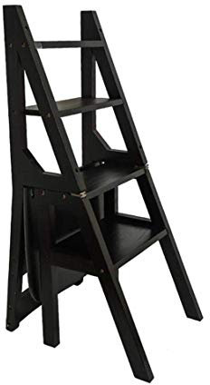 IYUESQ Tabouret-escabeau Pliant en Bois - Tabouret-échelle Portable pour bibliothèque à Domicile - Chaise d'escalier multifonctionnelle, capacité maximale de 150 kg