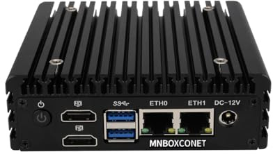 MNBOXCONET Mini PC Lüfterlos N305 Micro PC Firewall Hardware Application Router, DDR5 16GB RAM 512GB SSD, 2 x i226V 2.5GBE Ethernet Port, 2 x USB3.2 Gen1 Ports (5Gbps), Opnsense