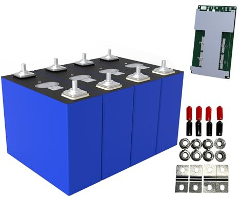 SaiJiaoYang 4pcs 3.2V 100Ah Lifepo4 Cellule avec BMS, Lithium Batterie à Cycle Profond de Classe A, Parfaite pour Bateau, Camping-car, golf, Hors Réseau
