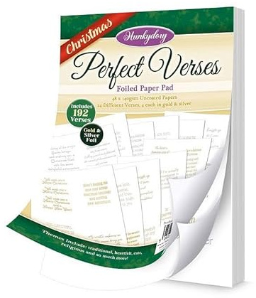 Hunkydory - Perfect Verses Foiled Paper Pad - Christmas - 192 Verses - VERSE112-140gsm Paper for Card Making