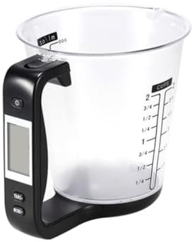 Instrumento de medición electrónico de cocina, multifunción digital, jarra de medición digital, báscula de temperatura, volumen con pantalla LCD desmontable, color negro para interior del hogar