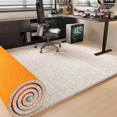 FORRTY Tappetino Sedia Ufficio Per Parquet, Tappeto Antiscivolo Sedia Gaming,Tappeto Protettivo Pavimento, Scrivania Tappetino Computer Gaming,Facile Pulire Ufficio Casa(Off-White,180X180CM)