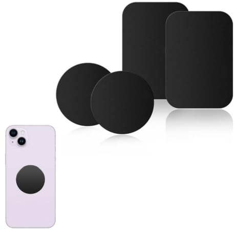 4Pcs Phone Magnet,Universal Thin Metal Plates for Mobile Magnetic Mount | Round & Rectangle,Replacement Plate Metal Disc with Strong Adhesive for Car Mounts,Magnetic Phone Holder,Magnet Sticky Pads