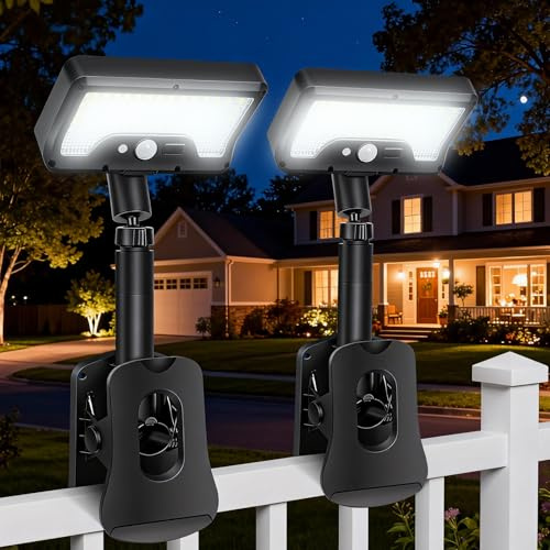 2 Stück Solarlampen für Außen, Clip-on Solarleuchte mit Bewegungsmelder, LED Solarleuchten für Außen mit 3 Modi Farbtemperaturen, IP65 Wasserdichte, Solar Lampe, Solar Light für Garten Hof Zaun