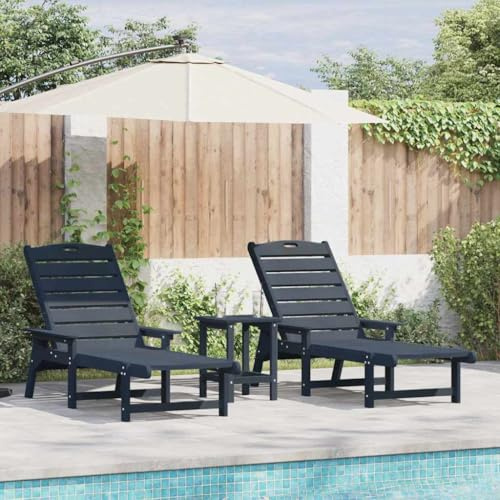 QUAHEAS Marineblaues Polyethylen Garten Lounge Möbel Set, 2-Personen Liegen, 53x195.5x30cm, langlebig, wetterfest, für Terrasse & Poolbereich