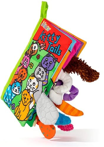 HECCEI Baby Book Crinkle Cloth Book for Sensory Development,0-12 Months | Touch and Feel Soft Books, Interactive Kitty Tails Ideal Sensory Toys for 0 3 6 12 Months Infants Newborn Gifts