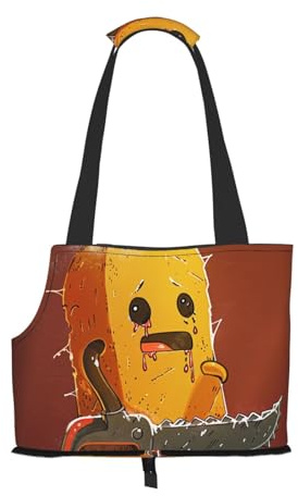 Cute Crying Chainsaw Print Pet Travel Tote Bag, Foldable, Lightweight Puppies, Fashion Pet Bag for Small Dogs, Cats, for Travel, Outings