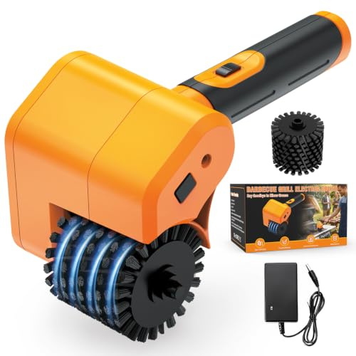 Electric BBQ Grill Brush, Cordless Rechargeable Cleaner for Grill Grates | High-speed motor and stainless steel bristles remove burnt-on grease quickly with less effort.