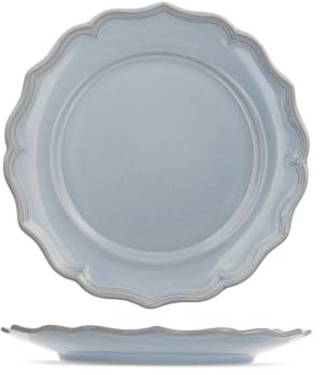H&H Set 6 Piatti Piani Sinfonia In Stoneware Azzurro Cm 27