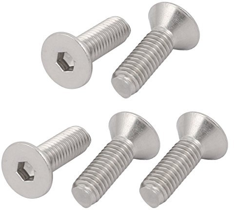 sourcing map Tornillo fijador de 3/8-16 x 1-1/4 de acero inoxidable 304 de cabeza plana hexagonal 5pcs