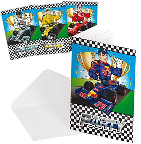 Folat 65098 Formel 1 Einladungskarten - 8 Stück, Procos-87802, bunt, Costumes