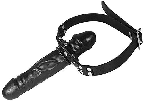 SXOVO Doppio dildo Giocattolo del sesso Bocca Gag Dildo Realistico Silicone Pene nero SM Doppio dildo Giocattolo del Sesso