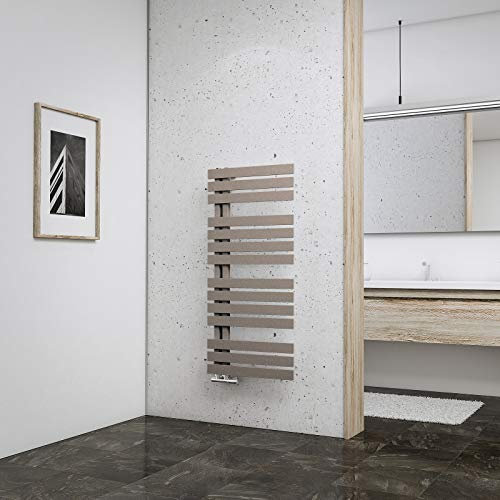 Schulte H02410650 Badheizkörper Breda, 106 x 50 cm, 477 Watt Leistung, Anschluss unten, Café braun, Heizkörper mit Handtuchhalter-Funktion