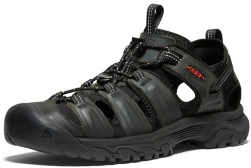 KEEN Men's Targhee 3 Closed Toe Hiking Sport Sandals, Grey/Black, 11