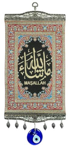 Remi Bijou Wanddeko Wandschmuck Deko aus Stoff und Metall mit Nazar Boncuk, Türkisches Auge Allah Muslim (Islam)