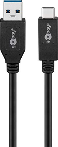 goobay 41073 USB-C auf USB-A Kabel 0,5m – 3A Schnellladekabel & 10 Gbit/s Datenkabel (USB 3.2 Gen 2) – kurz für Powerbank, Auto, Laptop & externe SSD – schwarz