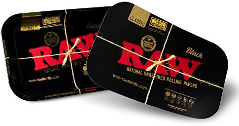 Black Rolling Tray with Magnetic Tray Cover | Size Small 11'' x 7'' x 1'' | Secret Stash Concealed and Hidden