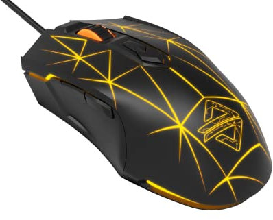 LexonElec Kabelgebundene RGB Gaming Maus, 7 Tasten mit 2500 DPI, ergonomische LED-beleuchtete USB-Gamer-Mäuse Computer Laptop-PC, für Windows Mac OS Linux - Star Schwarz