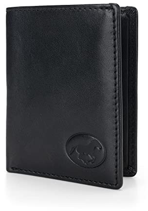 Mini Portafoglio Uomo in Vera Pelle Artigianale Made in Italy Portafoglio Uomo Piccolo Porta Carte di Credito Sei scomparti e Tasca per Banconote Nero