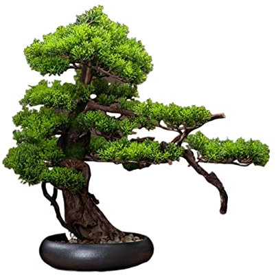 TBUDAR Artificial Tree Künstlicher Baum 18 Zoll künstlicher Bonsai-Baum, Kunststoff-Faux-Pflanzendekoration, gefälschter Baum for Zen-Garten-Dekor (mit Reinigungsbürste) Simulation Bonsai