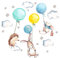 Little Deco Wandtattoo Kinderzimmer Mädchen Junge Deko Wandsticker Baby Tiere Luftballon Mint blau Wolken Sterne Boho Aufkleber Wandbild für Kinder DL212-33