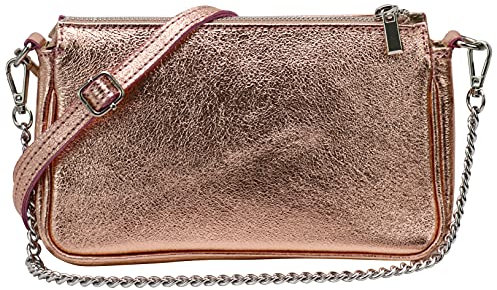SH Leder Echtleder Schultertasche Umhängetasche Handtaschen Clutch kleine Tasche Abendtasche 23x13cm Jennie G323 (Rosegold)