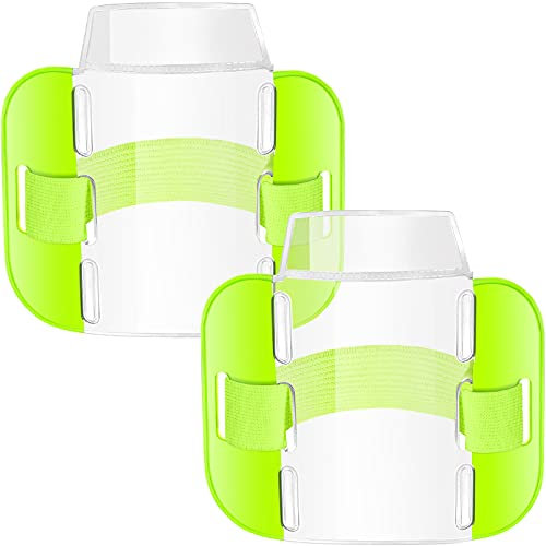 2 Pièces Porte-Badge de Bras Porte-Badge de Brassrd de Licence de Carte d'Identité avec Sangle Réglable pour Travailleurs d'Urgence (Vert Fluorescent)