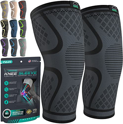 MODVEL 2 rodilleras de compresión para hombres y mujeres, rodilleras para correr, ortopédicas para rotura de menisco, artritis y alivio del malestar articular (XXL)