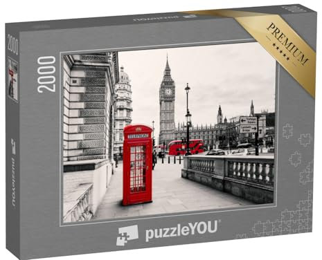 puzzleYOU: Puzzle 2000 Teile „Rote Telefonzelle: Londons Wahrzeichen, England“ – aus der Puzzle-Kollektion London