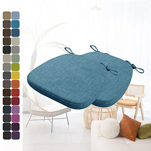 Kimgull 2er Set Stuhlkissen mit Bändern Bequeme Waschbare Rutschfestes Sitzkissen Ideal für zu Hause und Gartendekoration, viele Farben und Größen zur Auswahl (40x38x5CM Dunkelblau)