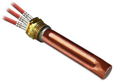 Tauchhülse aus Messing mit G1/2 Prozessgewinde für 3 Kabelfühler, Länge 198mm