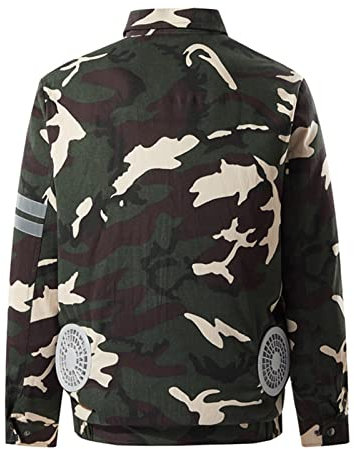 SHINROAD Herren Kühlende Klimaanlage Kleidung Mantel USB Aufladen Dreifach Luftkühlung Jacke Outdoor Kleidung Camouflage XL