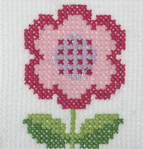 Trimits Kit per punto croce per bambini, per imparare a punto croce, istruzioni incluse (lingua italiana non garantita), 15 x 15 cm, fiore