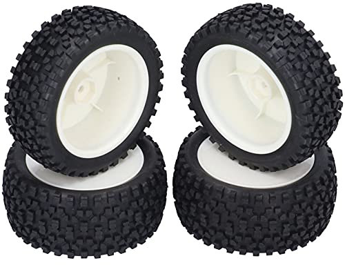 Tomotato 4 Stück Gummi Reifen und Felgen, All Terrain Buggy Reifens Rad, RC Ersatzreifen Set für 1/10 On-Road Rennwagen Truck Modellfahrzeuge