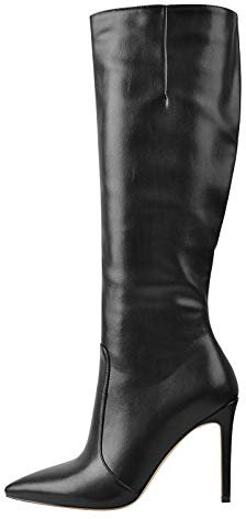 Only maker Stivali classici da donna in pizzo stivali a spillo, Poliuretano nero., 38 EU