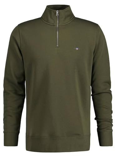 Gant Herren REG Shield Half Zip Sweat Logo Langarmpullover MIT KURZEM REIßVERSCHLUSS, Racing Green, S