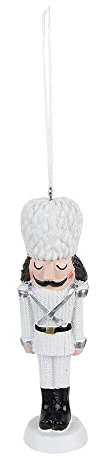 Clayre & Eef Weihnachtsanhänger Nussknacker 13 cm Weiß Kunststoff Weihnachtskugel
