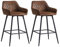AINPECCA Bar stools Set of 2 Brown Suede Upholstered Seat with Backrest & Armrest Black Metal Legs Counter Breakfast Chairs Kitchen