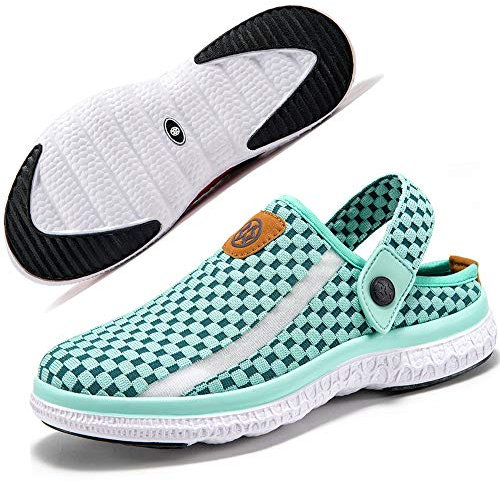 Zuecos Mujer Hombre Verano Zapatillas de Jardín Pantuflas de Estar por Casa Sandalias de Playa Piscina Ligeras Chanclas Respirable Verde 38