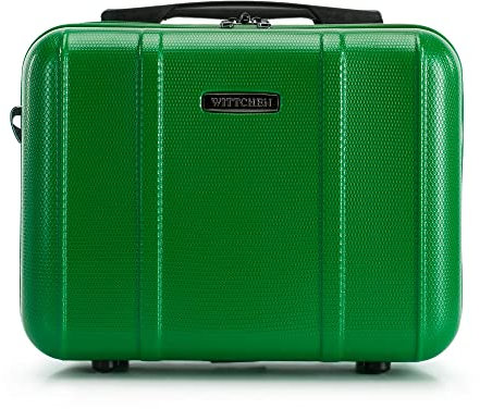 WITTCHEN Classic Line Elegante Beauty Case aus Robustem Polycarbonat mit vertikaler Prägung Kosmetikkofer 13L Grün