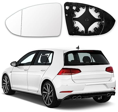 PAYFULLY Spiegelglas Golf 7 Links Beheizbar Asphärisch Passend für Golf 7 Spiegelglas Links Fahrerseite Beheizbar Asphärisch mit Trägerplatte