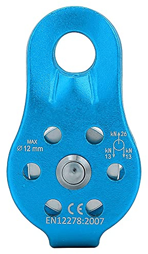 Keenso 26KN Kletterrolle, Aluminiumlegierung, Hochfester Einzelner Drehbarer Seilrollenblock für 12-mm-Seilklettern