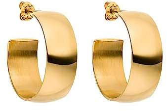 PURELEI® Glowing Ohrringe (Gold, Silber, Rosegold), Wasserfeste Creolen in breitem Design für Damen, Elegante Ohrringe aus Edelstahl, Geschenke für Damen (Gold)