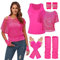 80er 90er Jahre Outfit Damen, Netzshirt, Tank top, Beinwärmer, Netzhandschuhe, Kostüm 80er Jahre Netzoberteil Damen Tops Neon Shirt 80s Aerobic Outfit Kleidung Mottoparty Accessoires Made In China